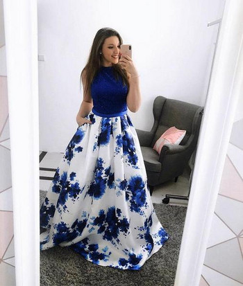 Rochie moderna de dama lunga de culoare albastra