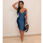 Ежедневна дамска дънкова рокля с тънки презрамки