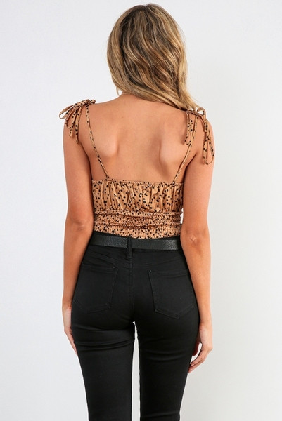 Body de dama modern de culoare maro cu sireturi