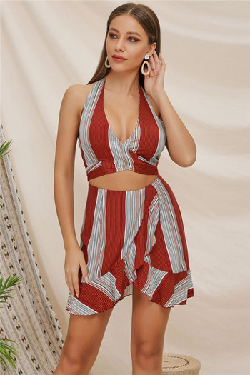 Rochie modernă de damă cu decupaje și spate gol în roșu