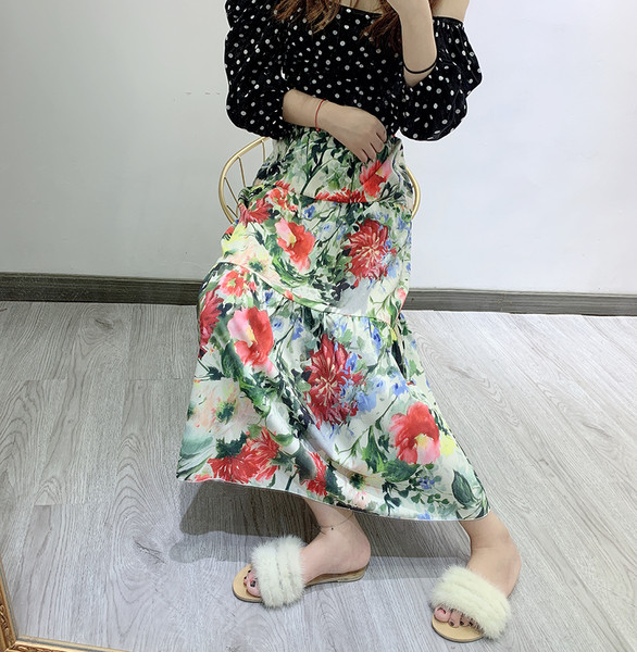 Fusta larga dama cu model floral