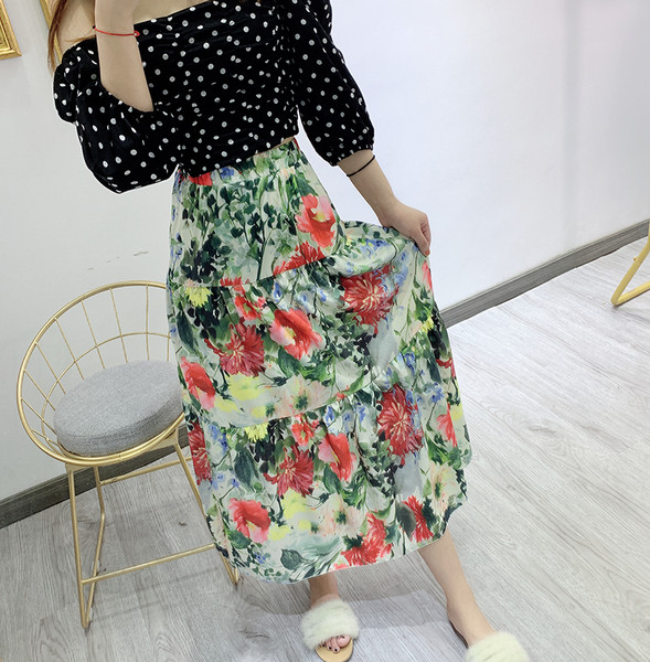 Fusta larga dama cu model floral