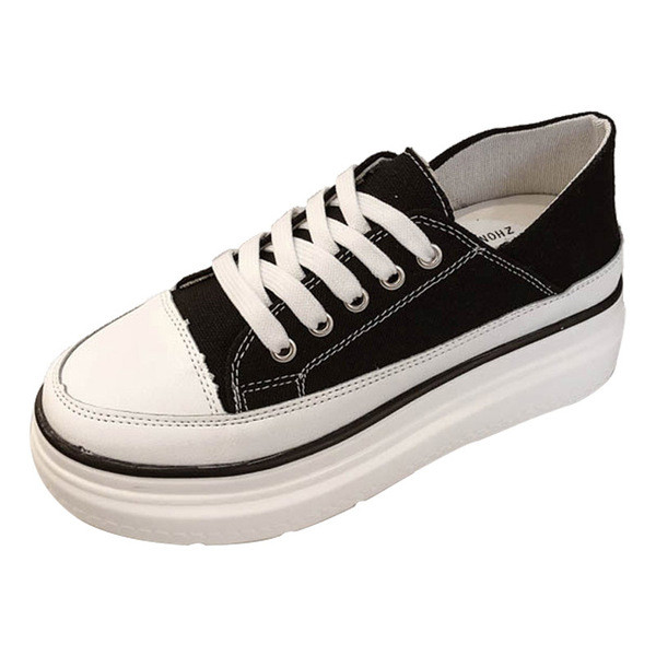 Tenisi moderni de dama in negru si galben cu sireturi