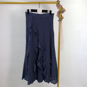 Fusta lunga de dama in albastru si bej