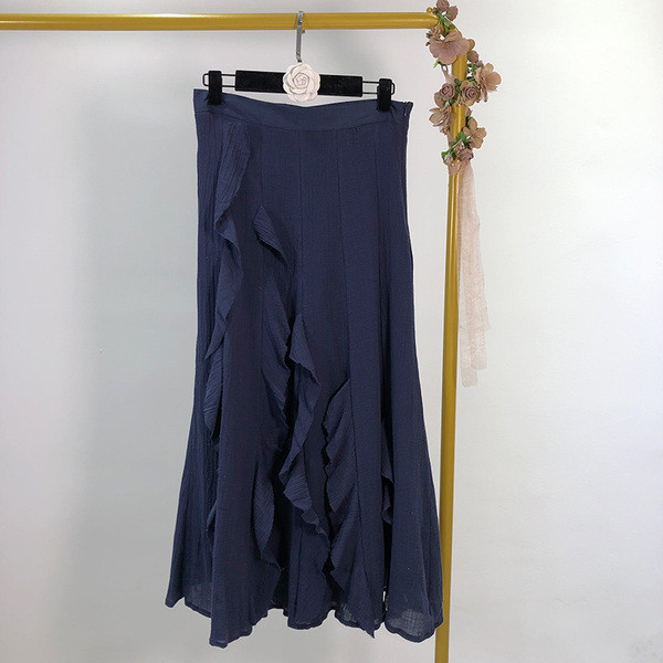 Fusta lunga de dama in albastru si bej