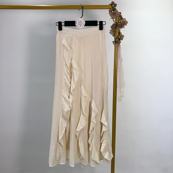 Fusta lunga de dama in albastru si bej