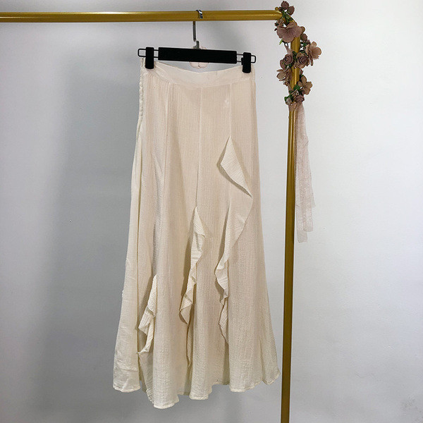 Fusta lunga de dama in albastru si bej