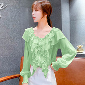 Cămașă elegantă de damă în roz și verde