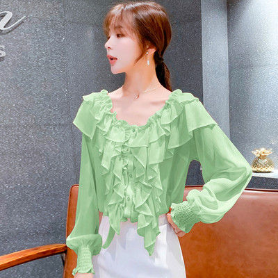 Cămașă elegantă de damă în roz și verde