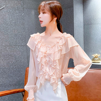 Cămașă elegantă de damă în roz și verde