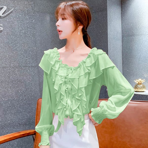 Cămașă elegantă de damă în roz și verde