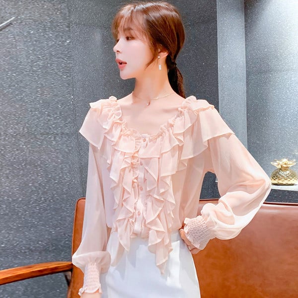 Cămașă elegantă de damă în roz și verde