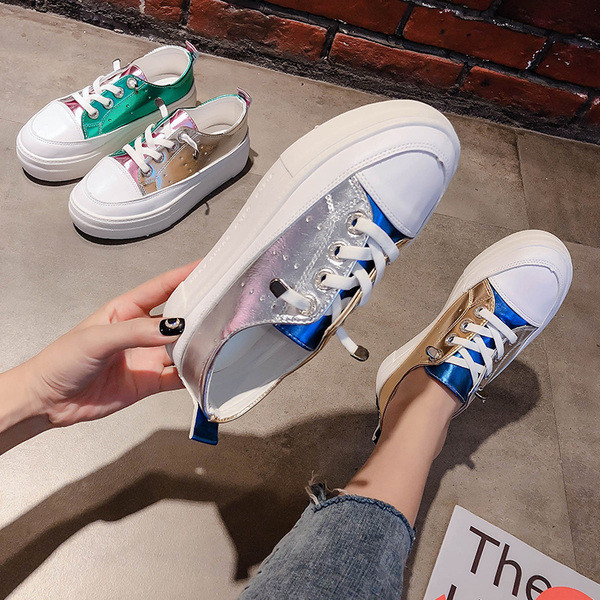 Καθημερινά  γυναικεία αθλητικά παπούτσια με δεσμούς σε δύο χρώματα 