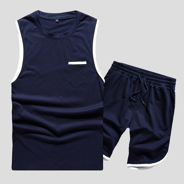 Set zilnic pentru bărbați din două părți în albastru și negru