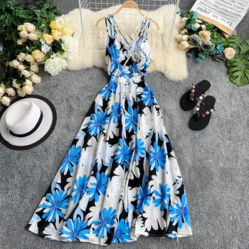 Rochie moderna de dama lunga cu model floral in trei culori