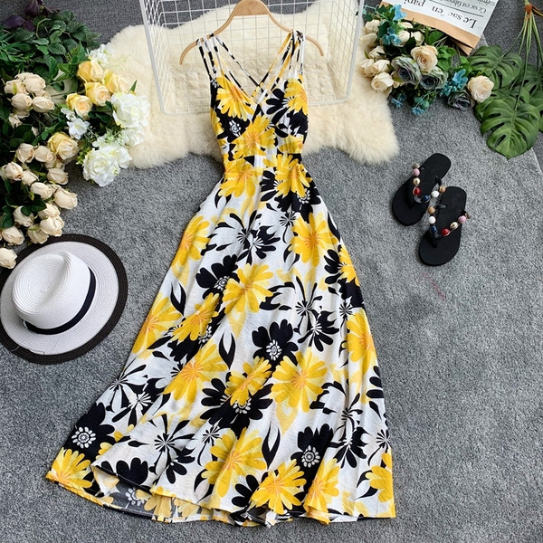 Rochie moderna de dama lunga cu model floral in trei culori