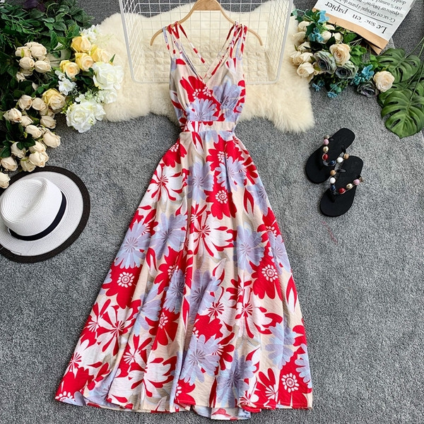 Rochie moderna de dama lunga cu model floral in trei culori