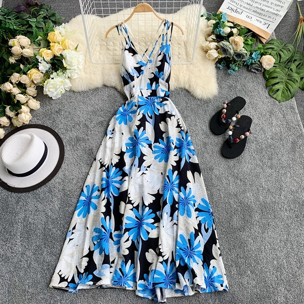 Rochie moderna de dama lunga cu model floral in trei culori