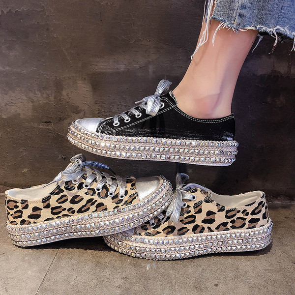 Tenisi casual dama cu imprimeu animal in doua culori