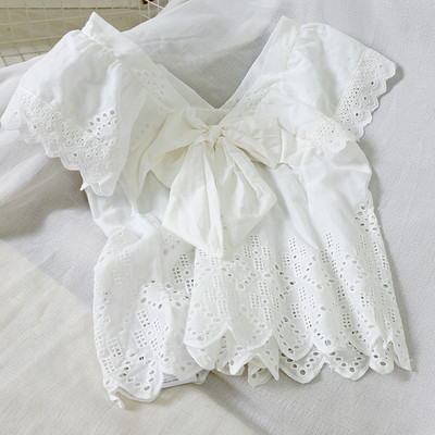 Bluză de damă modernă cu mâneci scurte și panglică în mai multe culori