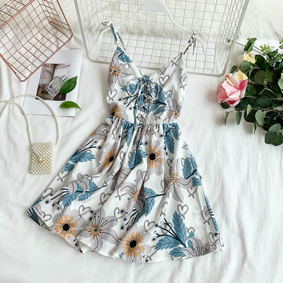 Salopeta scurta dama cu cravate incrucisate - model floral