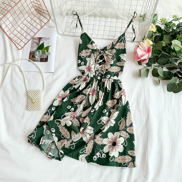 Salopeta scurta dama cu cravate incrucisate - model floral