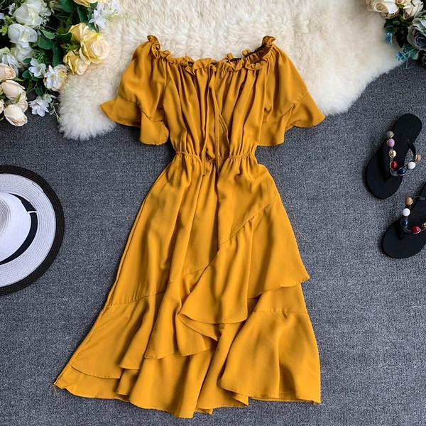 Rochie de dama cu umerii goi in mai multe culori