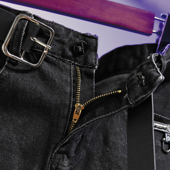 Fusta casual de dama din denim de culoare gri