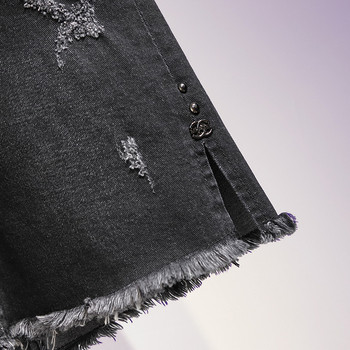 Fusta casual de dama din denim de culoare gri