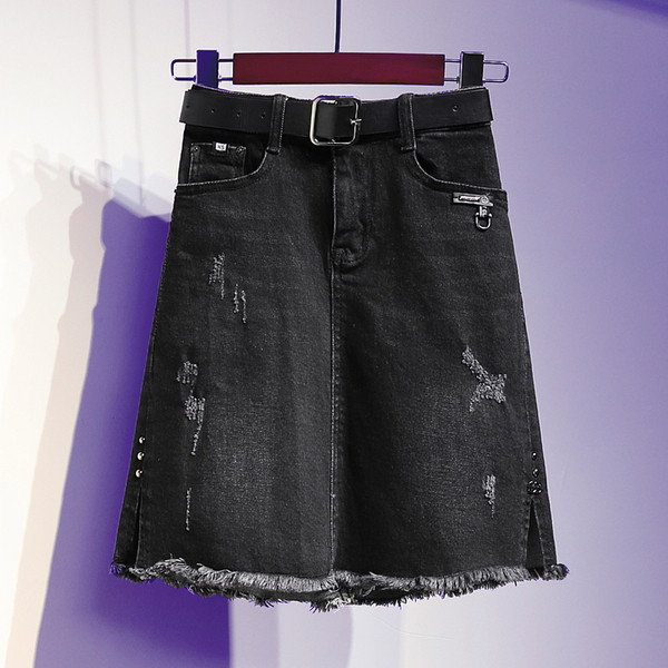 Fusta casual de dama din denim de culoare gri