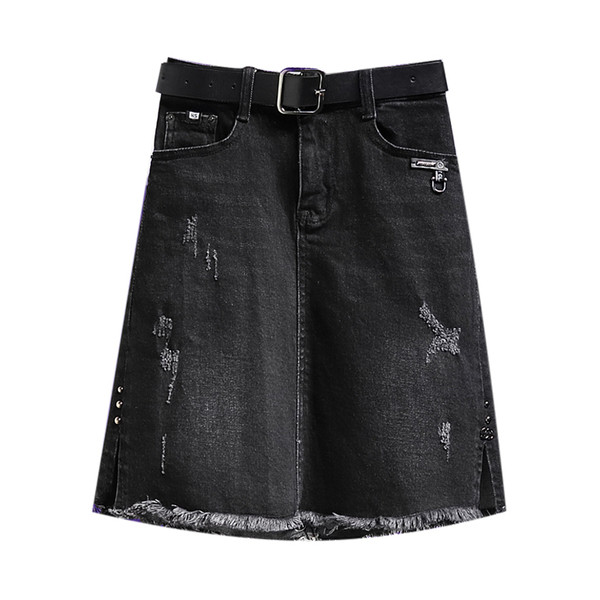 Fusta casual de dama din denim de culoare gri