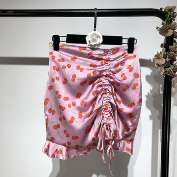 Fusta scurta de dama actuala cu model floral in doua culori