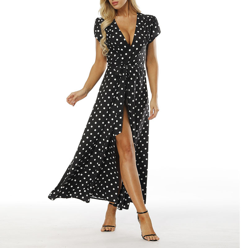 Rochie casual de dama cu maneci scurte in patru culori de puncte