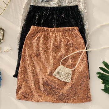 Модерна дамска пола в три цвята с пайети