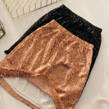 Модерна дамска пола в три цвята с пайети