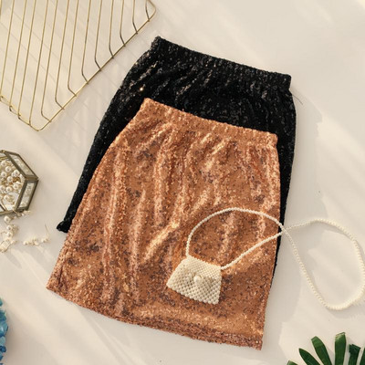 Модерна дамска пола в три цвята с пайети