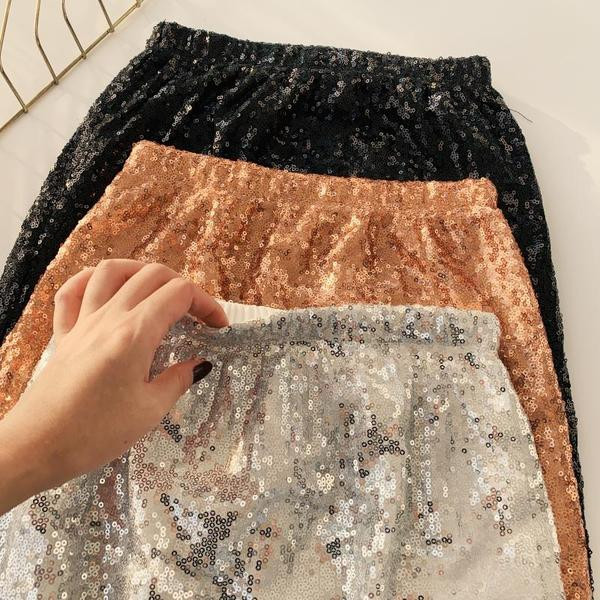 Модерна дамска пола в три цвята с пайети