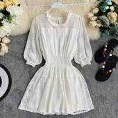 Rochie de dama din dantela alb si negru