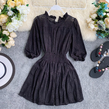 Rochie de dama din dantela alb si negru