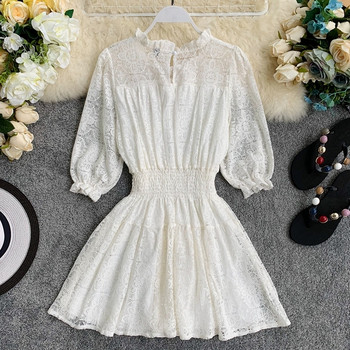 Rochie de dama din dantela alb si negru