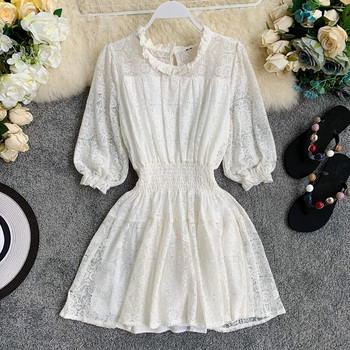 Rochie de dama din dantela alb si negru