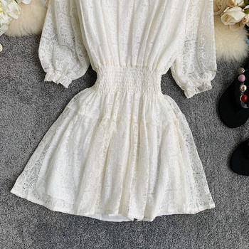 Rochie de dama din dantela alb si negru