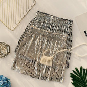 Fusta de dama moderna in doua culori cu talie inalta