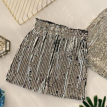 Fusta de dama moderna in doua culori cu talie inalta