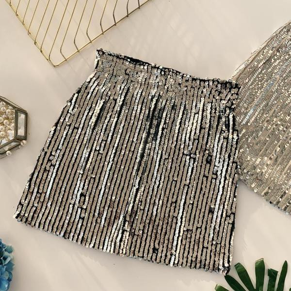 Fusta de dama moderna in doua culori cu talie inalta