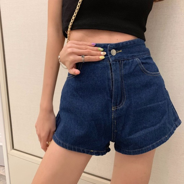 Pantaloni scurți moderni din denim cu legături în talie într-o culoare închisă