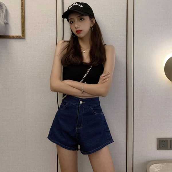 Pantaloni scurți moderni din denim cu legături în talie într-o culoare închisă