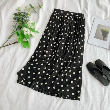 Fusta de dama moderna plisata cu buline in mai multe culori