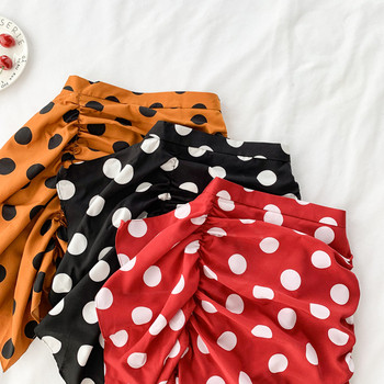 Fusta de dama moderna cu buline in trei culori