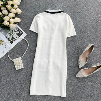 Rochie moderna de dama cu guler de culoare alba